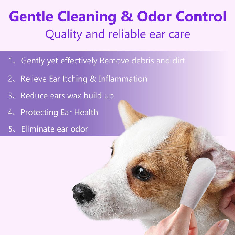 Dogs & Cats Ear Wipes- Finger Wipe Design、Natural Ingredients for Dogs and Cats Ear Cleaner，Gently Yet Effectively Remove Debris and Ear Wax -50 Count - BeesActive Australia