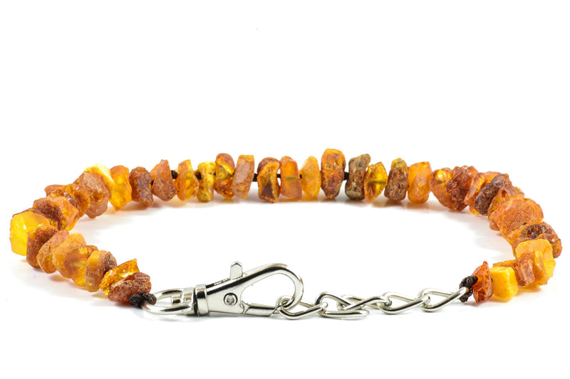 Amber necklace for dogs and cats with leather clasp made of raw Baltic amber (25-30) 25-30 - BeesActive Australia