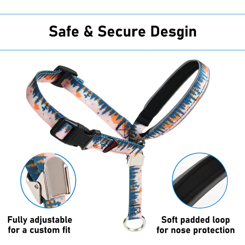 BARKLESS Dog Head Collar, Anti-Pulling Printed Head Halter with Leash, Gentle Snout Harness with Adjustable Clip for Small Medium, and Large Dogs, Perfect for Training Leash-Reactive Pullers M Trees - BeesActive Australia
