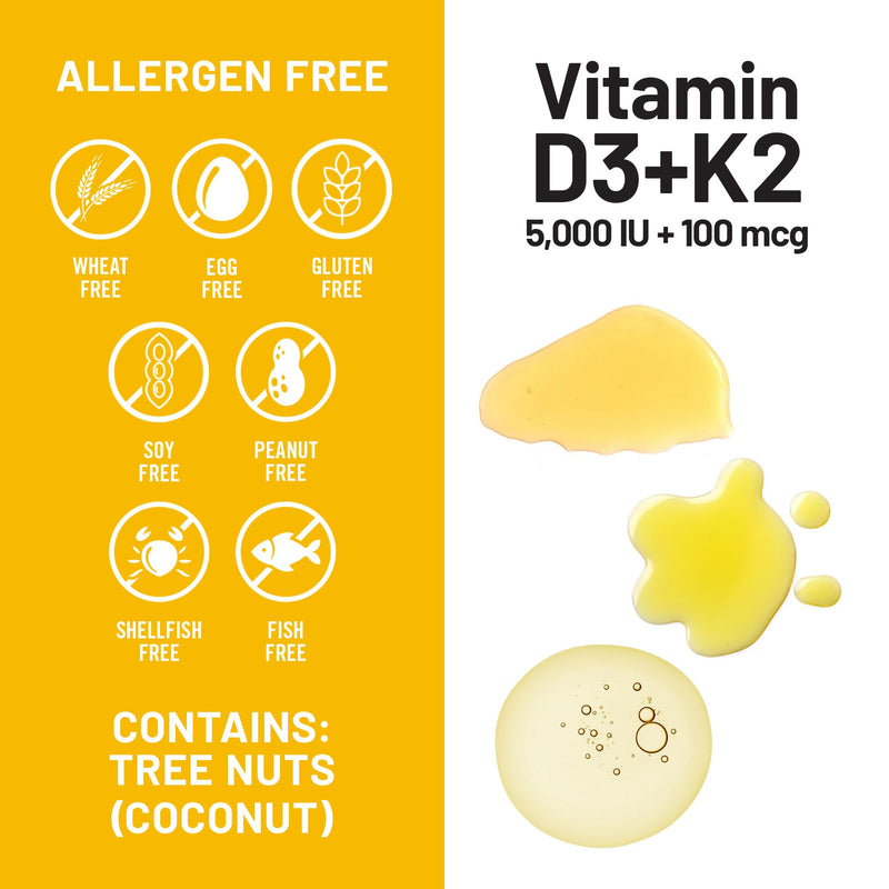 NatureWise Vitamin D3 5000IU + K2 MK-7 100mcg Supplement, 30 Softgels | D3 K2 as MK-7 Supplement - Organic Extra Virgin Coconut Oil - Calcium Absorption & Immune Health Support - 1-Month Supply 30 Count (Pack of 1)