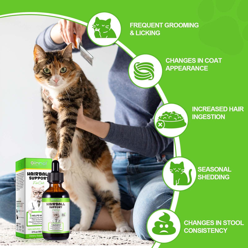 Hairball Remedy for Cats - Digestive Support Liquid Drops with Psyllium Husk & Enzymes, Natural Cat Hairball Treatment for Helps Manage Hairballs & Supports Healthy Digestion, 60ml