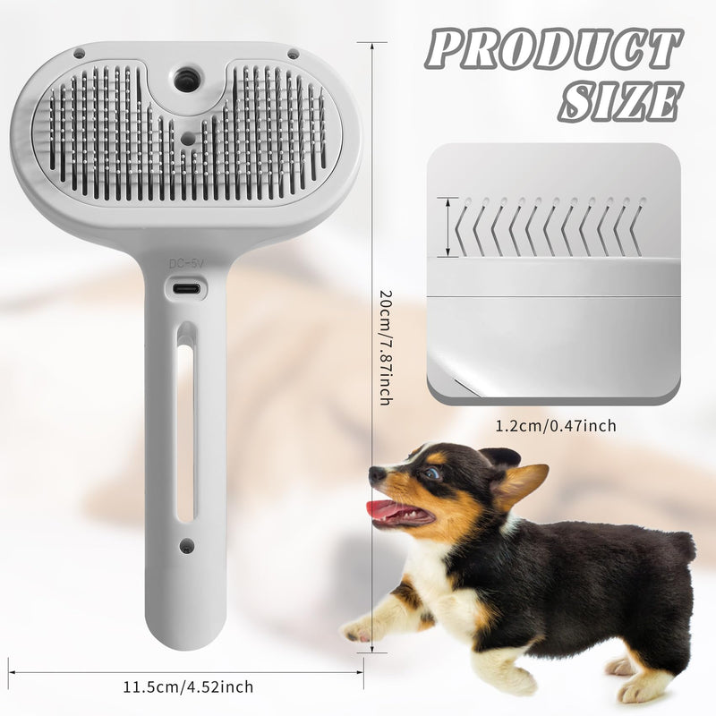 QOQ Self-Cleaning Spray Cat Brush for Shedding, Removes Static Flying Hair, and Works Wonders for Both Long and Short-Haired Pets 2 In 1 Cleaning Brush for Cats And Dogs Grooming (white) white - BeesActive Australia
