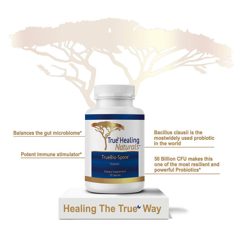 True Healing Naturals - TrueBio-Spore - Probiotic Supplement - Resilient and Powerful with 50 Billion CFU of Probiotic - 30 Capsules