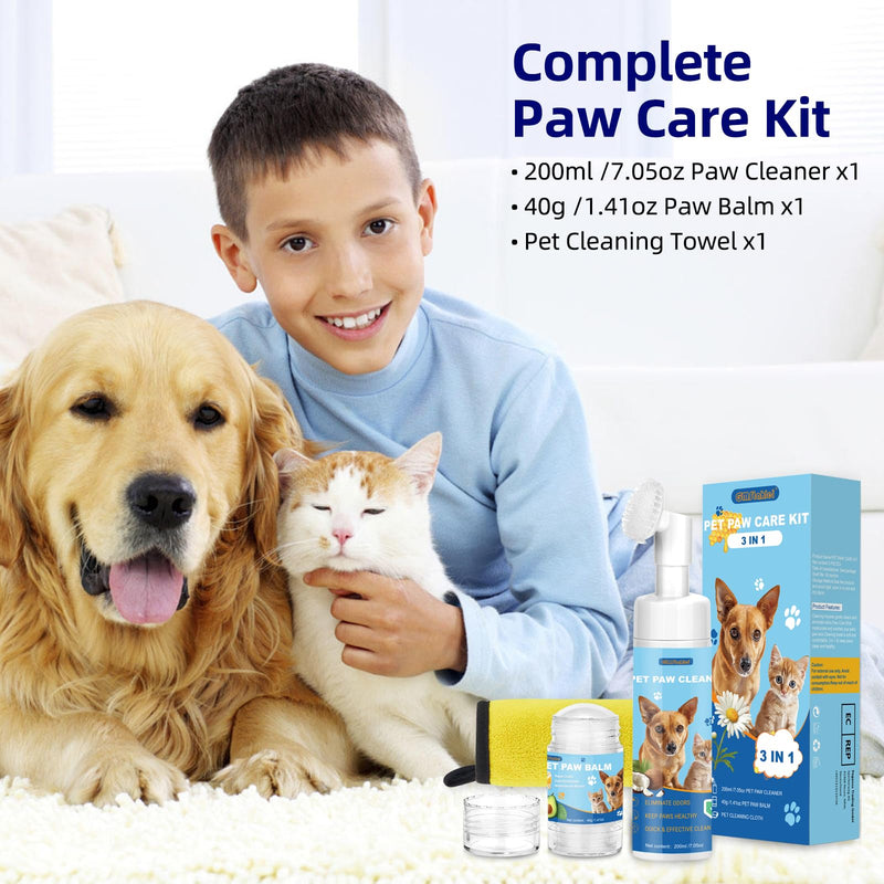 Dog paw care kit, paw cleaner for dogs and cats, dog paw balm for repairing dry, cracked paws with 1 pet towel, natural paw protection for pet foot care - BeesActive Australia