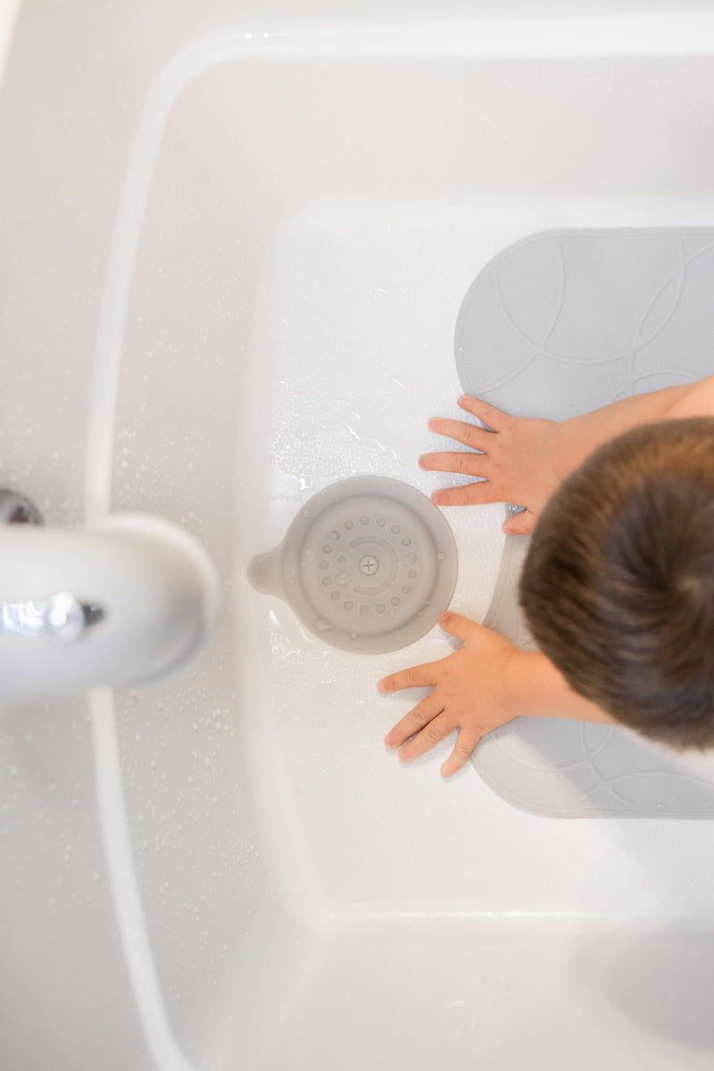 Ubbi Bathtub Drain Cover, Silicone Drain Stopper with Suction, Baby Bath Time Accessory, Gray Gray Drain Cover