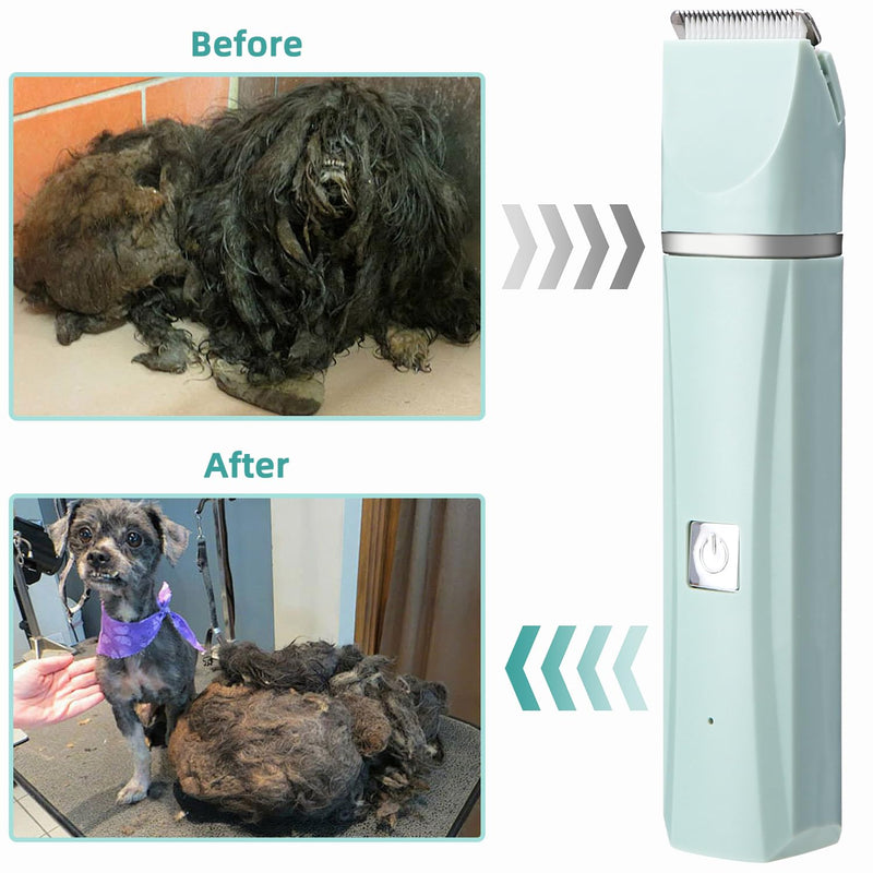 Birshe Clipper Dog Cat 4 in 1 Dog Clipper Professional Clipper Electric Pet Hair Clipper Set Dog Paw Trimmer with 4 Trimmer Heads for Dogs Cats Paws Face Body Green - BeesActive Australia