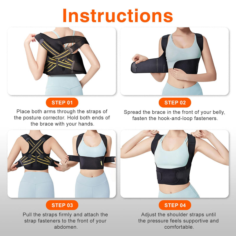 Posture Corrector for Men and Women, Instant Back Straightener, Adjustable Upper Back Brace, Invisible Shoulder Brace Hunchback Corrector for Slouching, Scoliosis, Neck Pain Relief (Large) L (Underbust: 41-49'')