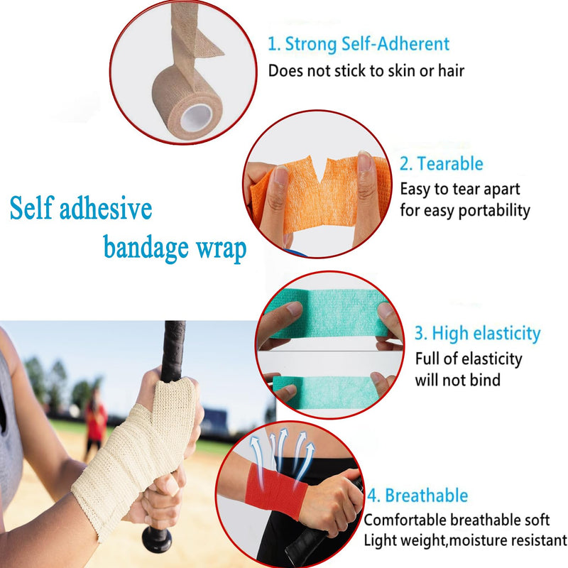 15 rolls of self-adhesive bandage, 5 cm x 4.5 m, non-woven plaster roll, bandage material for humans and animals, elastic bandage, fixing bandage, self-adhesive bandage for sports, pets (blue), 15 rolls blue - BeesActive Australia