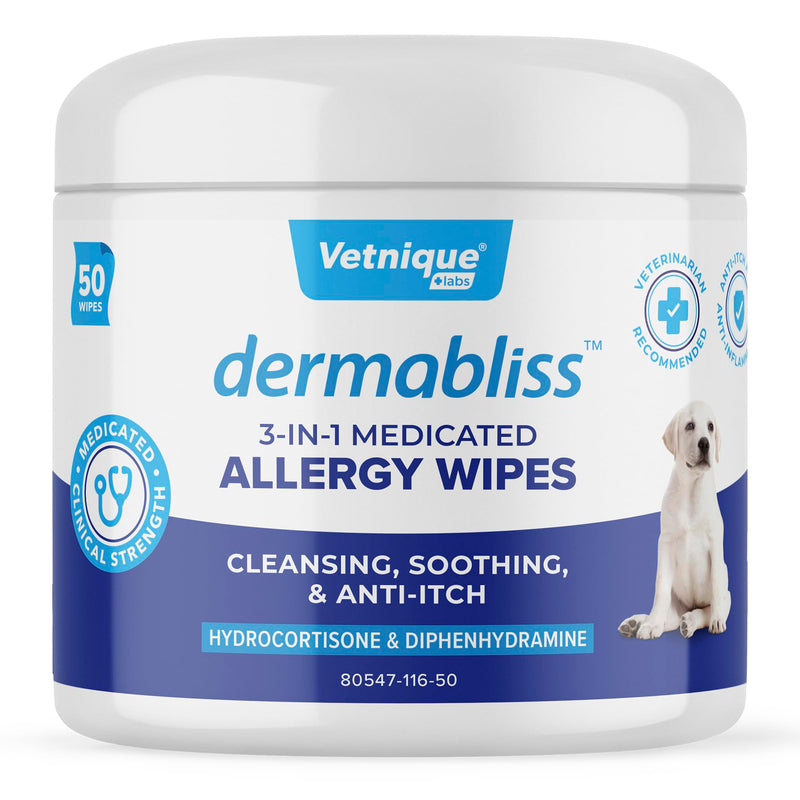 Dermabliss 3-in-1 Wipes and Dermabliss Anti-Itch & Allergy Relief Spray (8oz) Bundle Seasonal Allergy Wipes for Dogs with Itchy Skin Plus Targeted Itch Relief Hydrocortisone Spray for Dogs - PawsPlanet Australia