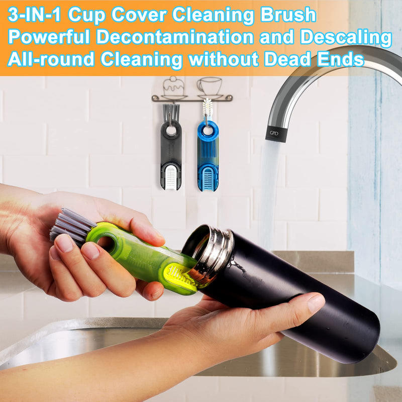 3 in 1 Multipurpose Bottle Gap Cleaner Brush,3 Pack Cup Cover Cleaning Brush,Cup Crevice Cleaning Tools,Water Bottle Cleaner Brush,Home Kitchen Cleaning Tools 3 in 1 Multifunctional Cleaning Brush-3 Pack - BeesActive Australia