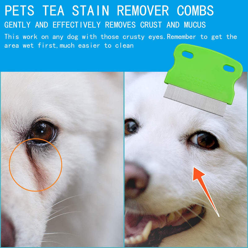 Flea Comb Lice Comb Dog Comb Cat Comb Cat Tear Stain Comb Stainless Steel Pet Grooming Combs for Dogs Cats Small Pets (4 Pcs) - BeesActive Australia