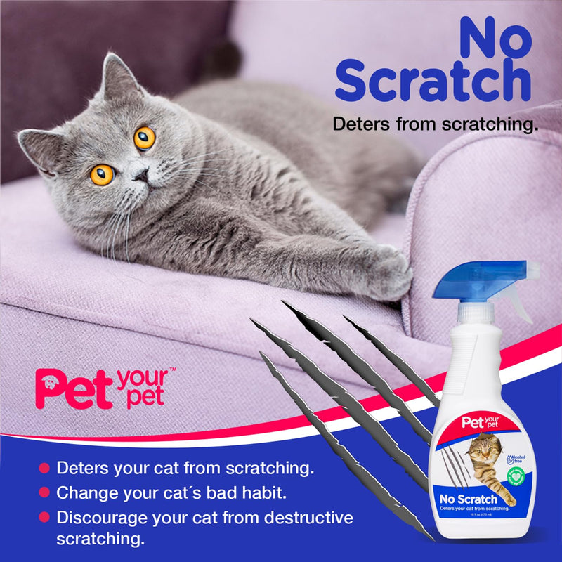 No Scratch Cat Deterrent Spray, 16 Fl Oz– Non-Toxic Cat Scratch Spray for Carpets and Furniture – Natural Cat Scratch Deterrent Spray – Indoor/Outdoor Anti-Scratch Keep Off Cat Spray - BeesActive Australia