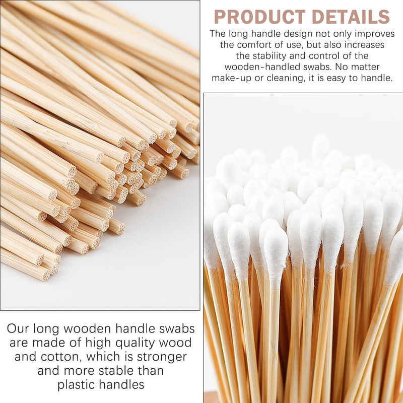 Cotton Buds Wooden Cotton Pack of 100 Dog Cotton Buds Applicator Dog Cotton Buds Ear Cleaner Long Wooden Handles Cotton Buds for Pets Dogs Cats 15 cm
