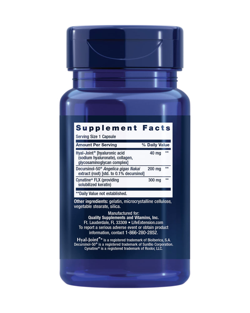 Life Extension Fast-Acting Joint Formula, 30 Capsules | With Keratin, Korean Angelica & Hyaluronic Acid, Joint Health Support, Non-GMO & Gluten-Free