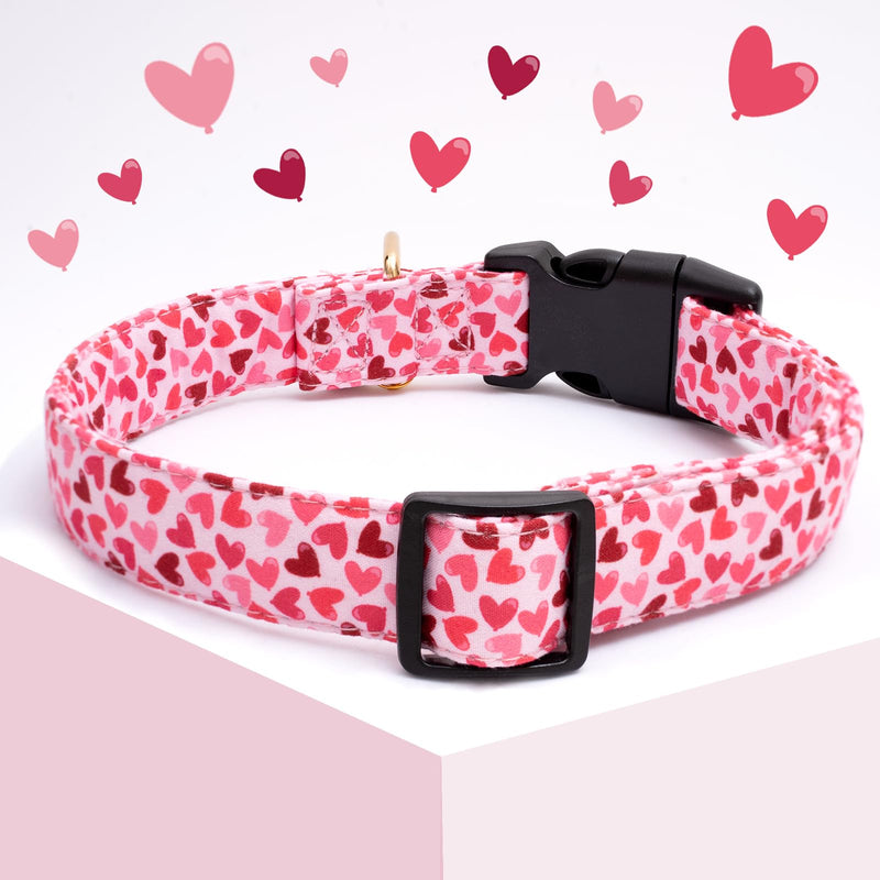 Faygarsle Valentine's Day Dog Collar Cute Loving Heart Printed Collar for Dogs for Small Medium Large Dogs Pink Cotton Collar for Girl and Boy Dogs L Pink Loveing - BeesActive Australia