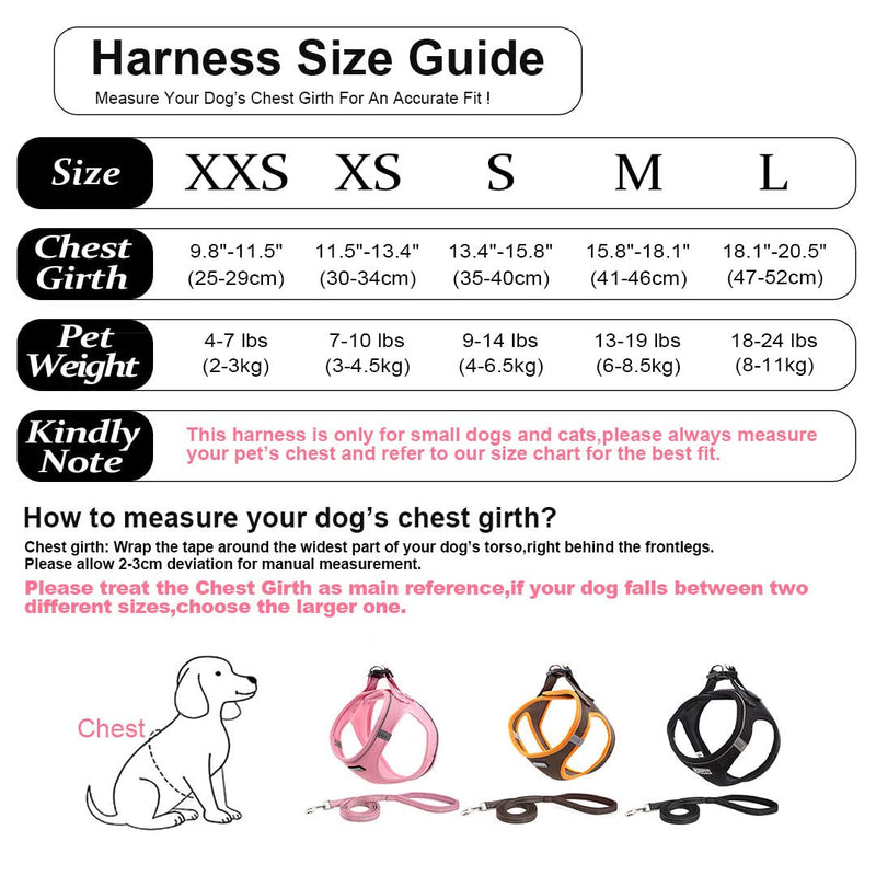 Suredoo Dog Harness with Leash Anti Pull Harness Reflective Chest Harness for Small Dogs, Pets, Puppies, Cats (Pink, XXS) Pink - BeesActive Australia