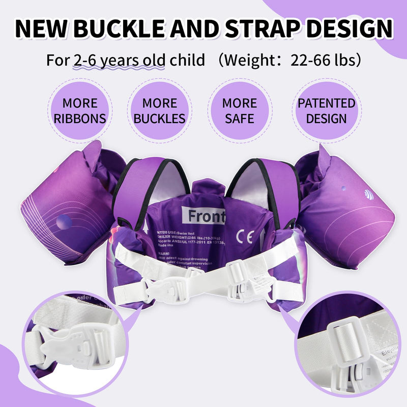 Elejolie Toddler Swim Vest for Child Learn Swiming Training,Infant Safety Swimmies Aid Jacket for Kids 2 3 4 5 6 Years Old,Arm Water Wings for Baby 22-66lbs A-Jellyfish