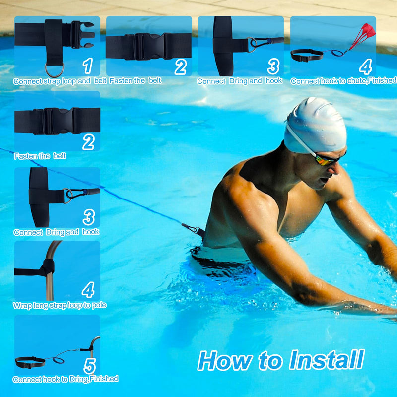 Swimming Resistance Training Set - Aquatic Resistance Belt, Swim Parachute, Pool Trainer Set A - BeesActive Australia