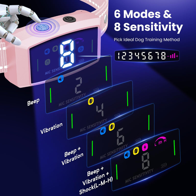 2023 AI Dog Bark Collar Sets for Large Small Medium Dogs Waterproof | 2in1 No Shock/Safe Shock Barking Collar with 3 Adjustable Shock Mode |IP68 Waterproof Rechargeable Anti Bark Devic - BeesActive Australia