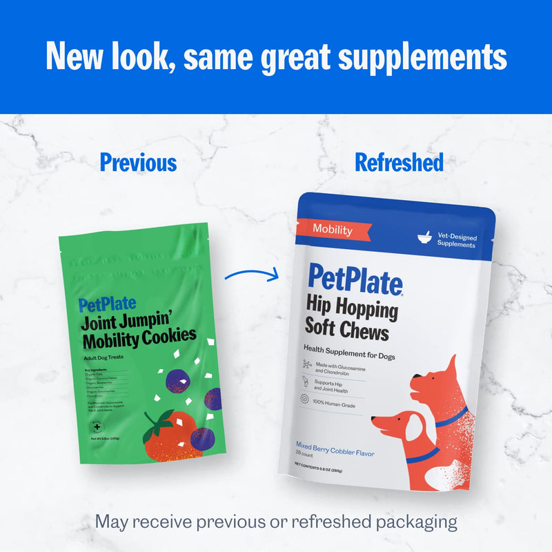 PetPlate Hip Hopping Soft Chews for Dogs, Hip and Joint Supplements, Organic and Human-Grade Ingredients, Mobility Support, Pet Supplies (Pack of 1, 9.8 Ounce) - PawsPlanet Australia