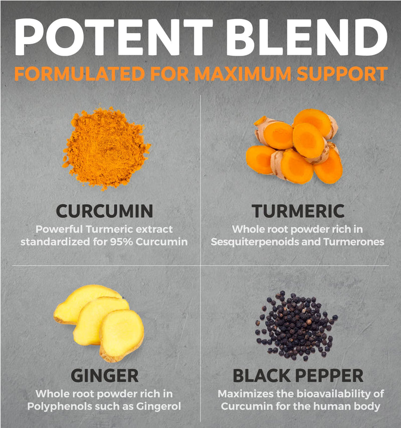 USDA Organic Turmeric Curcumin with Black Pepper and Ginger (2 Month Supply) Joint Support Supplement with Tumeric and Ginger Root Powder - Organic Turmeric Supplement - 60 Vegan Capsules (No Pills) 60 Count (Pack of 1) - BeesActive Australia