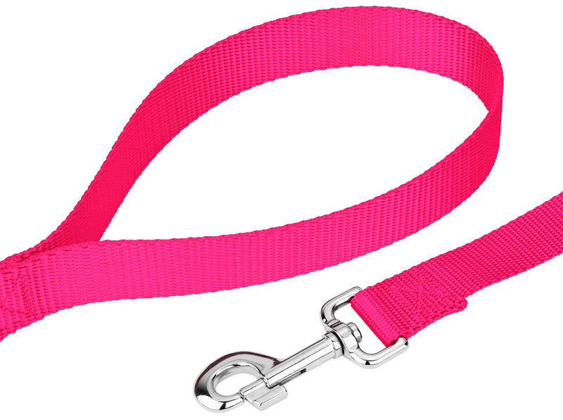 Country Brook Petz 1" Wide Heavy-Duty Nylon Leash for Dogs - Traditional Style Durable Leash with Easy-to-Use Snap - Made in The USA, Hot Pink, 6 Foot 6 Foot X 1 Inch Wide (Pack of 1) - BeesActive Australia