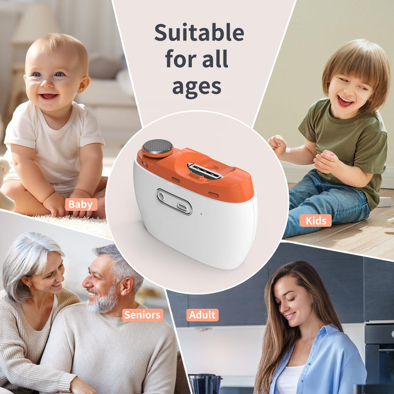 2025 Upgraded 3-in-1 Electric Nail Clipper and File ‚Äì Automatic Nail Trimmer & Polisher with LED Light, USB Rechargeable, Clip Storage, 2-Speed, Safe for Baby, Adults, SeniorsÔºàOrangeÔºâ Orange - BeesActive Australia