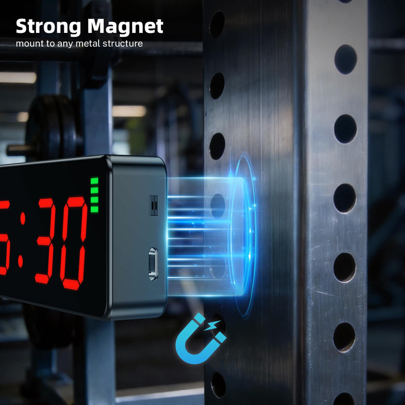 Portable Workout Timer, Workout Clock for Home Gym Garage Boxing, Gym Timer Clock with Strong Magnet, Powerful Battery, Adjustable Brightness for Fitness Enthusiasts Coaches Black 7 inch - BeesActive Australia