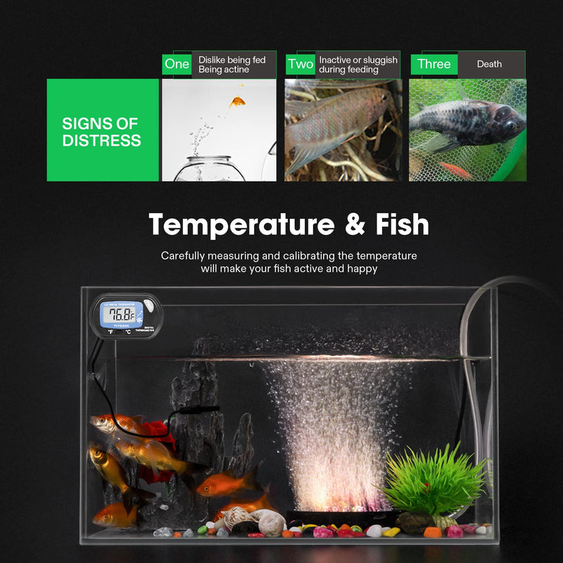 VIVOSUN 4-Pack LCD Digital Aquarium Thermometer Fish Tank Water Terrarium Temperature with Suction Cup for Turtle 4 packs - BeesActive Australia