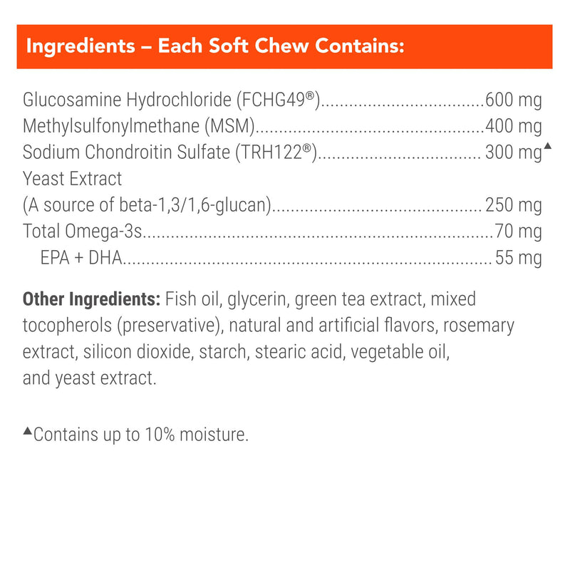Nutramax Cosequin for Senior Dogs Joint Health Supplement, Contains Glucosamine, Chondroitin, MSM, Omega-3s and Beta-Glucan, Supports Joint, Skin and Coat, Immune Health, Soft Chews, 120 Count 120 ct