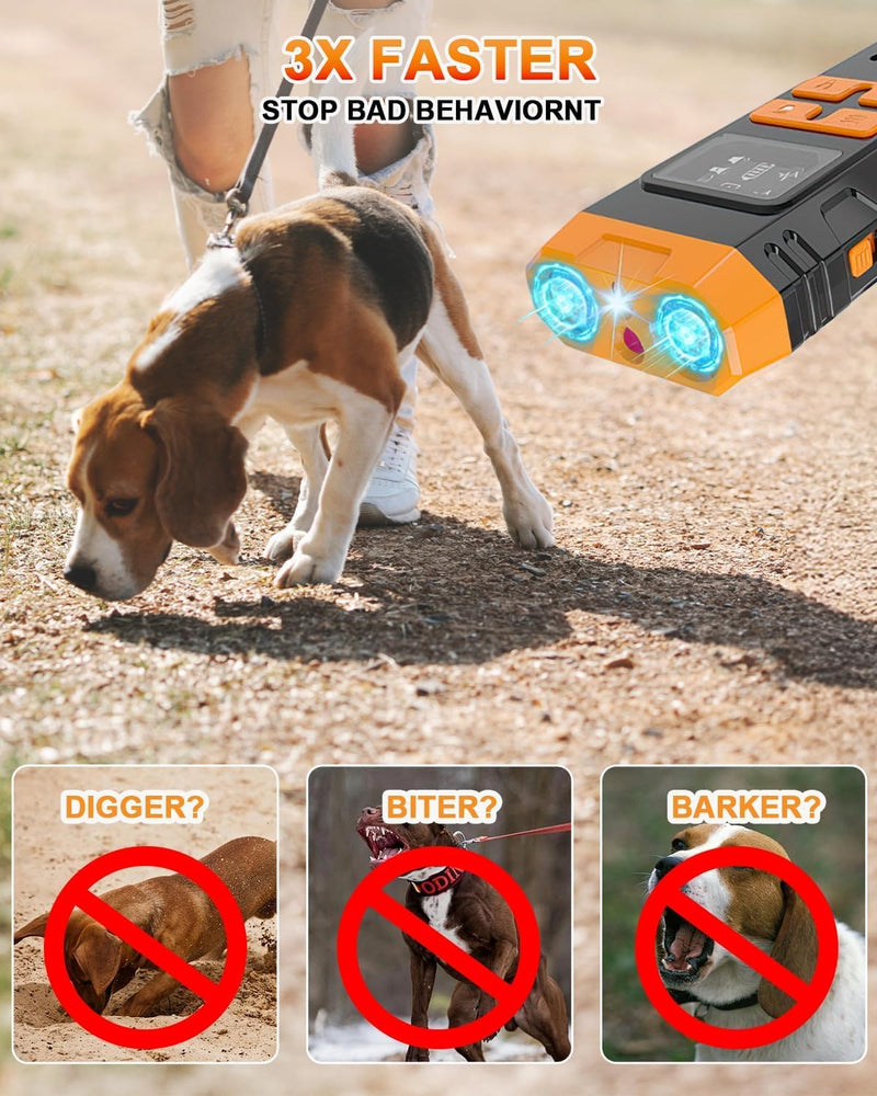 2026 Upgraded Anti Barking Device for Dogs, Ultrasonic Dog Bark Deterrent, Dog Bark Deterrent Devices, Best Anti-Barking Device, 4 Modes & LED Light & LCD Screen Portable Indoor & Outdoor Black