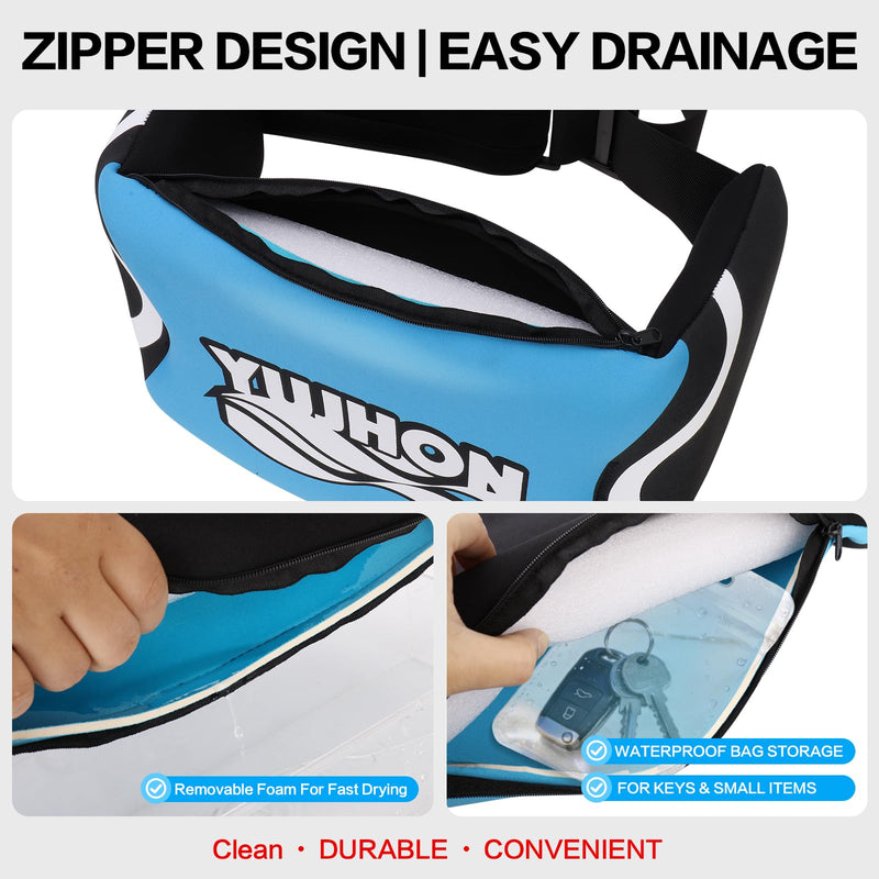 Swim Belt for Adults, Adjustable Flotation Belt,Water Aerobics Belt with Zippered Pocket,3-Section EPE Bouovancy Floating Belt for Aqua Jogging,Pool Exercise Equipment Hoop & Loop