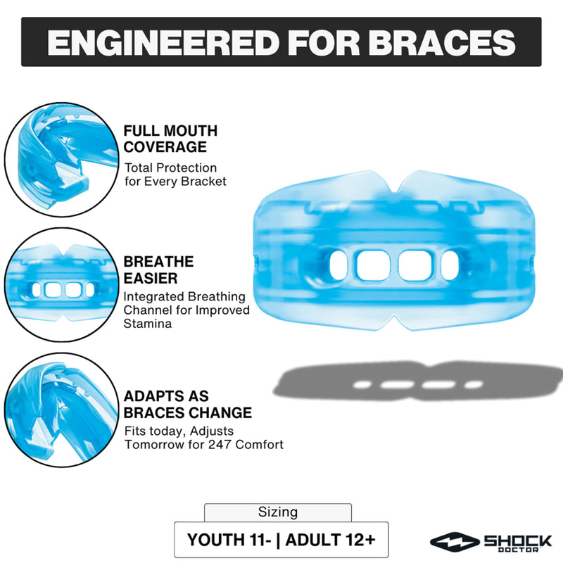 Double Braces Strapless Mouth Guard, Fangs, Adult Adult: 12+ yrs - BeesActive Australia