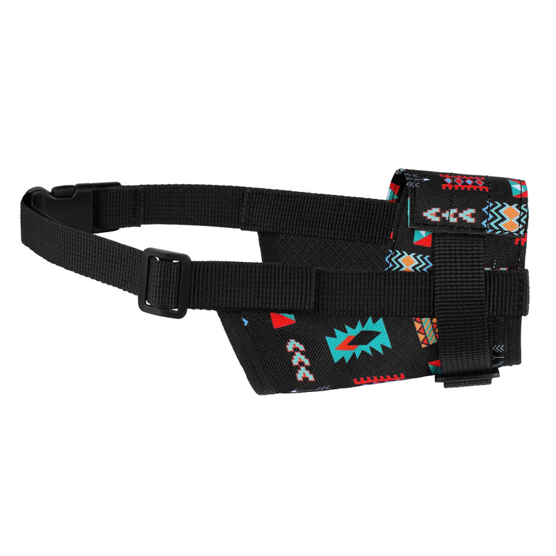 CollarDirect Dog Muzzle - Adjustable Soft Breathable Tribal Nylon Mouth Guard for Small Medium Large Dogs Anti Chewing Barking S Pattern 2 - BeesActive Australia