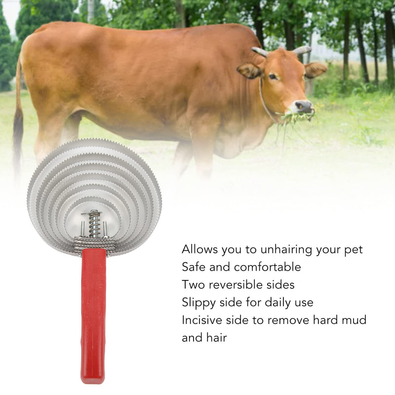 Metal curry comb, stainless steel, double-sided curry comb, cow curry comb, cattle curry comb, grooming, 6 layers, horse shedding comb, horse care brushes with soft touch handle for fur change, hair removal - BeesActive Australia