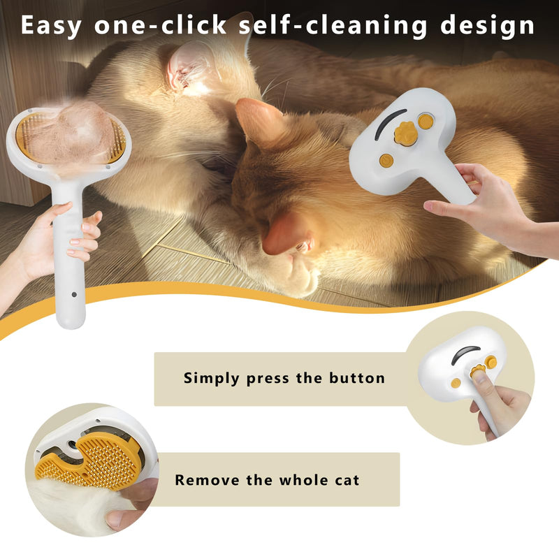 Cat Steam Brush, Cat Brushes for Indoor Cats, 3 In 1 Cat Hair Brush for Effective Hair Removal, Cat Brush for Shedding for Long & Short Haired Cats & Dogs - BeesActive Australia
