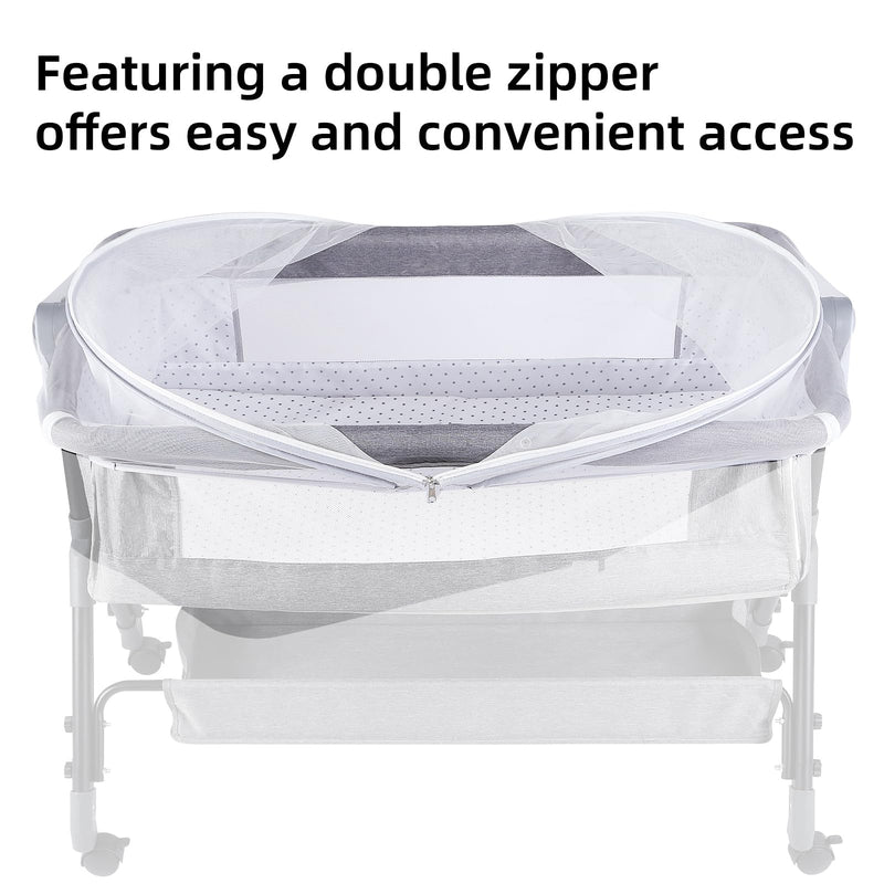 Bassinet Cover Mosquito Net for Babies to Keep Insects/Bugs/Cats Out, Toddler Bassinet/Bedside Sleeper/Crib Net with Two-Way Zippers & Storage Bag, Breathable Mesh Holes, White - BeesActive Australia