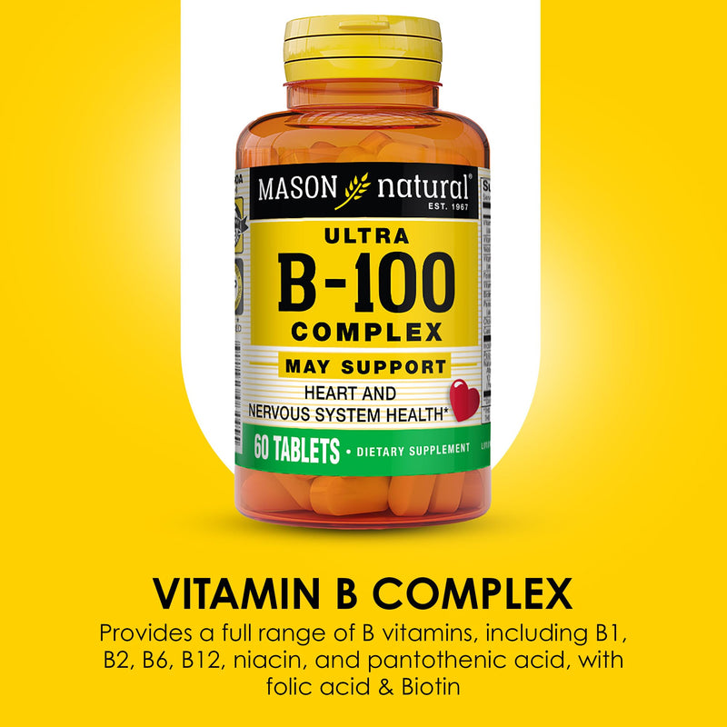 MASON NATURAL Ultra B,100 Complex, 100,Day Supply, for Normal Immune Support and Energy Metabolism 100 Count (Pack of 1) 100.0