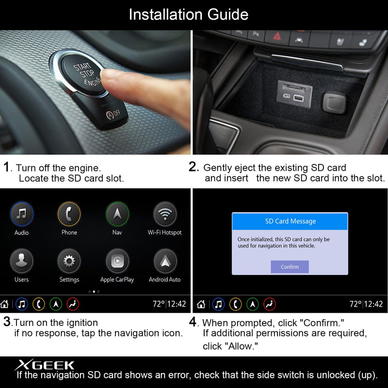 XGEEK 2026 Navigation SD Card Map Update, Map Version 8653 1530, Compatible with GM Chevrolet GMC Cadillac Buick, North America (USA, Canada, Mexico) GPS Maps