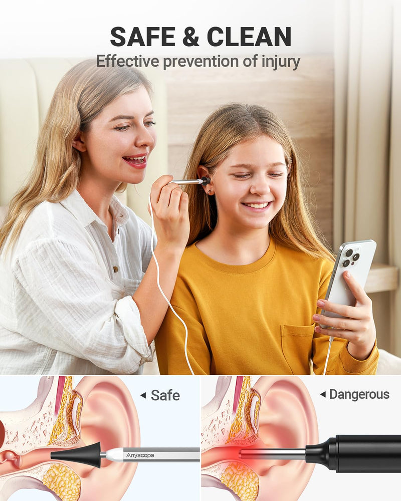 Digital Otoscope with Gyroscope, HD Ear Camera with Ear Wax Removal Tools, Video Ear Scope Otoscope with Light, Compatible with iPhone and Android (Silver) Silver - BeesActive Australia