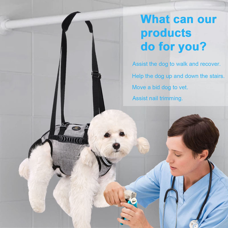 Ownpets Carrying Aid Harness, Lifting Harness for Small Dogs, Sling for Small Dogs, Full Body Harness, Dog Carrier Bag with Shoulder Strap, Soft, Waterproof, Adjustable, Grey, M - BeesActive Australia