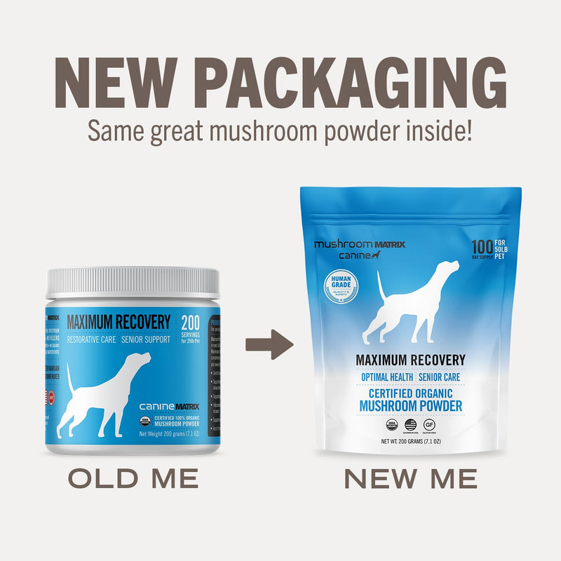 Om Mushroom Matrix Maximum Recovery Mushroom Pet Supplement Powder, Supports Optimal Health & Senior Care for Dogs & Cats, 200 Grams, 7.1 oz 200 gram pouch - PawsPlanet Australia