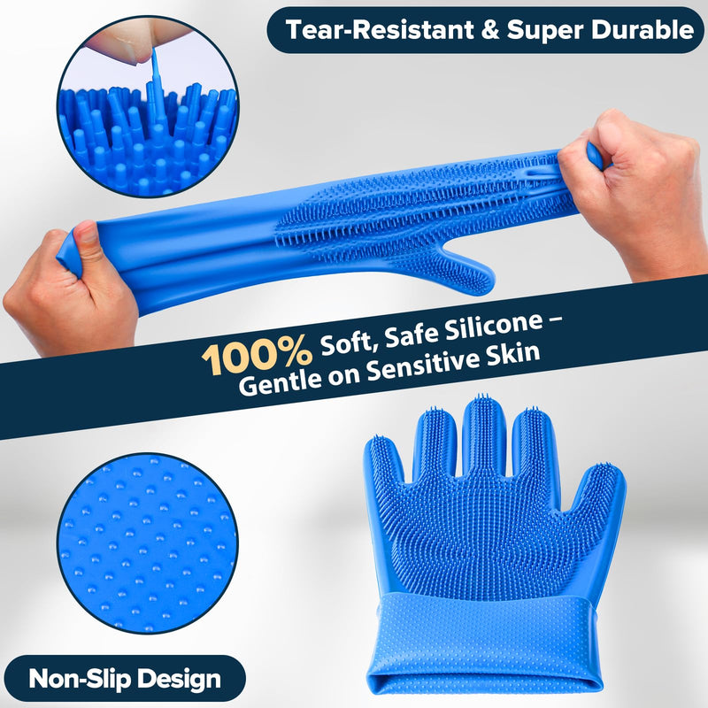 6PCS Pet Grooming Kit | Dog Washing Gloves | Dog Bath Brush | Dog Toothbrush Finger | Dog Bath Gloves | Dog Shampoo Brush | Pet Grooming Gloves | Cat Bathing Supplies | Dog Bath Supplies - BeesActive Australia