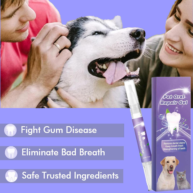 3Pcs Pet Oral Repair Gel, Dog Oral Repair Gel, Pet Breath Freshener for Cats and Dogs, Removes Tartar, Keeps Breath Fresh, Strengthens Teeth, Without Brushing - BeesActive Australia