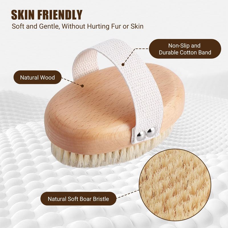 Soft Boar Bristle Pet Palm Brush for Short Haired Dogs and Cats with Band, Reduce Shedding, Ergonomic Dog Brush, Easy to Hold and Reduces Stress On Your Wrist | Ideal for Daily Grooming Wood - BeesActive Australia