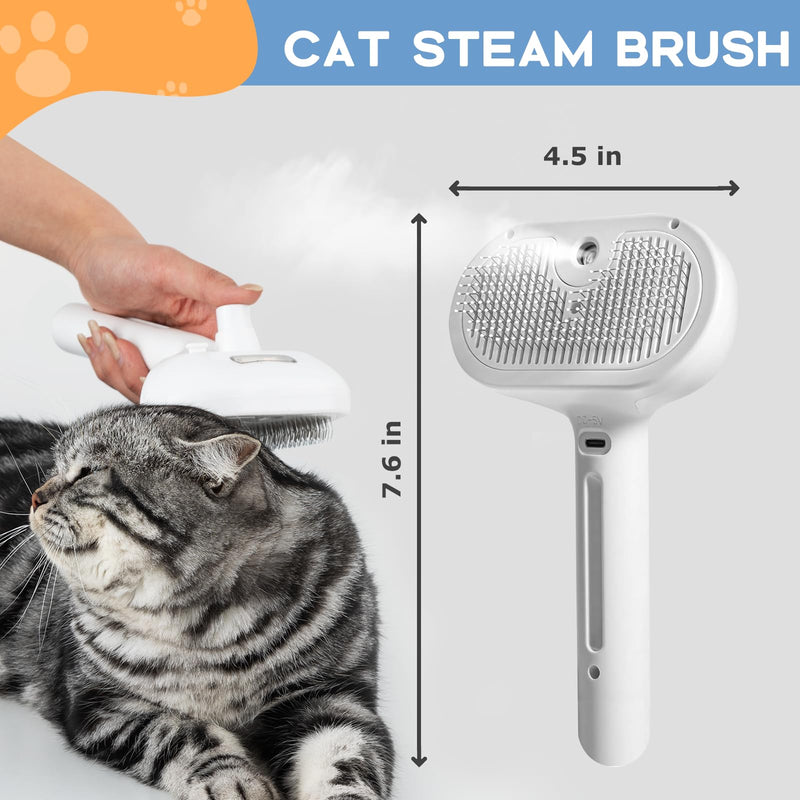 Pet Steam Brush for Shedding, Short & Long Hair Cat Grooming, Dog Steamy Self Cleaning Spray Brush with Release Button, Anti-Static Mist Hair Comb With Steel Bristles Pet Supplies - BeesActive Australia