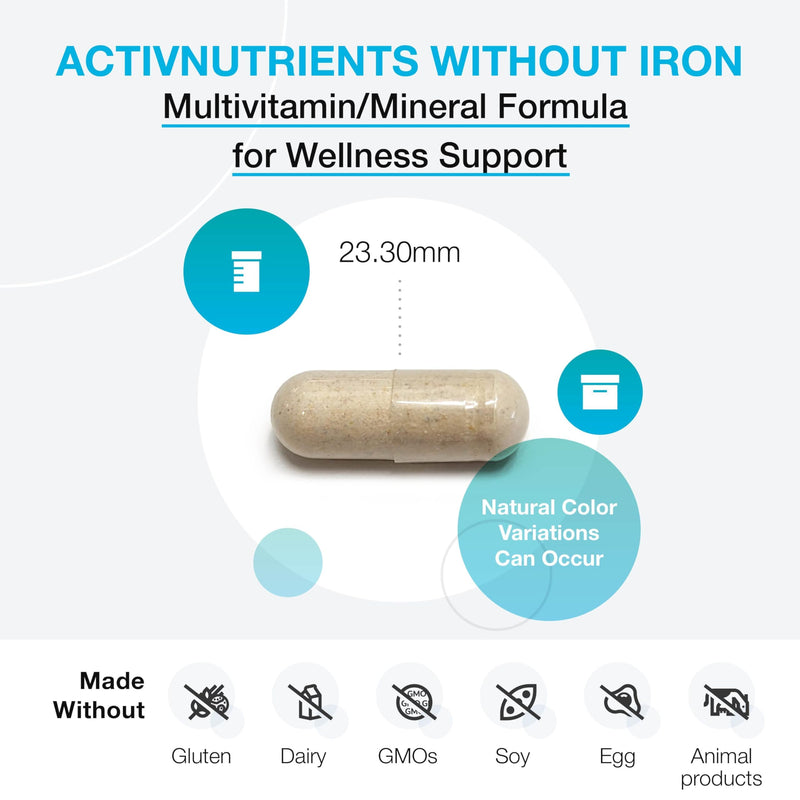 XYMOGEN ActivNutrients Without Iron, 60 Count | No Iron Multivitamin for Wellness Support, Energy Production, and Immune Support, Antioxidant Activity 60 Count (Pack of 1)