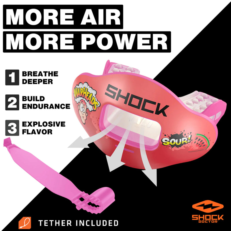 Shock Doctor Kool Aid Lip Guard Mouth Guard - Max Air Flow, Full Mouth Protection Compatible with Braces, Lip Guard, Instant Fit Mouthguard for Football, Hockey, Lacrosse Kool-aid Tropical Punch Adult