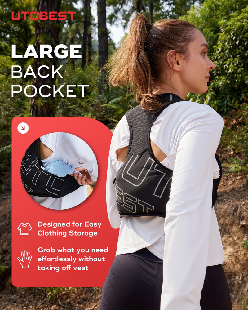 Running Vest for Women Men, Ultra-Light Minimalist Hydration Vest, Breathable Reflective Running Gear for Trail Hiking Jogging Vest Only SM (30-34 inch)