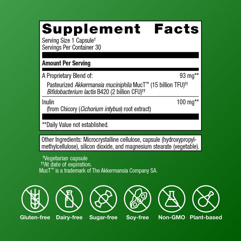 Metagenics UltraFlora Triplebiotic, Shelf-Stable, 30 Capsules | Prebiotic, Probiotic and Postbiotic Blend with Akkermansia, Supports Digestive Balance, Microbiome and Immune Function